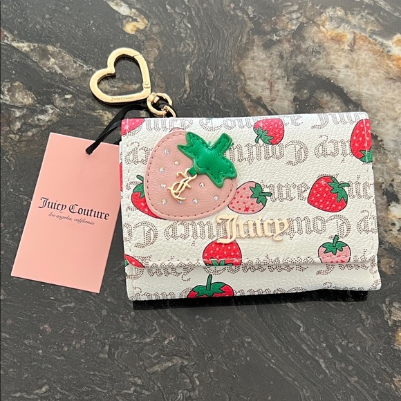 Juicy Couture Handbags - Juicy Couture Freshly Picked Double Sided Trifold Wallet with Heart Keychain